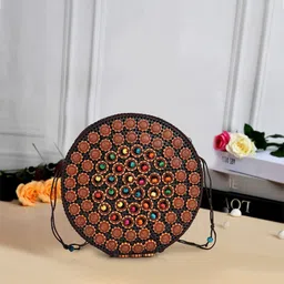 LADY QUINTON Geometric Self Design Structured Embroidered Sling Bag-picture-50