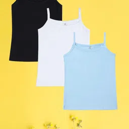 NUSYL Girls Pack Of 3 Cotton Camisoles-picture-46
