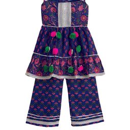 Hopscotch Girls Navy Blue Organic Cotton Kurta Sets-picture-38