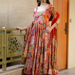 Siya Fashion Women Floral Printed Panelled Kurta with Pyjamas & With Dupatta image 2