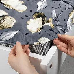 Klotthe Grey Floral 300 TC Cotton Blend Fitted Single Bedsheet in Book Fold Packing image 2