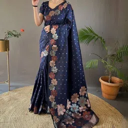 Aman's Impero Floral Woven Design Zari Saree-picture-31