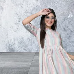 kfashiob Women Fit and Flare White Midi/Calf Length Dress image 3