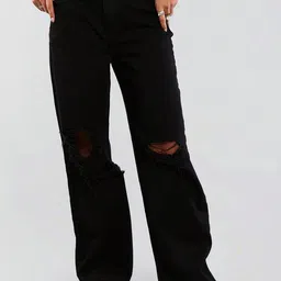 NU CLOTHS Women Super Regular Fit High-Rise Slash Knee Heavy Fade Stretchable Jeans-image-98