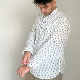 Disha R Dot Men Woven Design Cotton Kurtas image 4