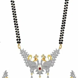Nirmay Creation Silver-Plated Artificial Stones Studded Mangalsutra image 1