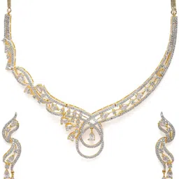 House of Pataudi Gold-Plated American Diamond Studded Jewellery Set image 4