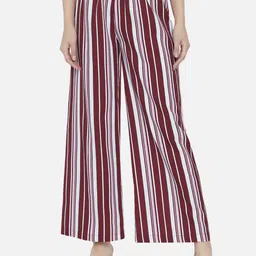 OTIRA Women Striped Crepe Palazzos-image-11