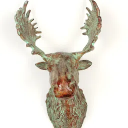 Exotic India Brown & Green Textured Moose Head Wall Hangings image 2