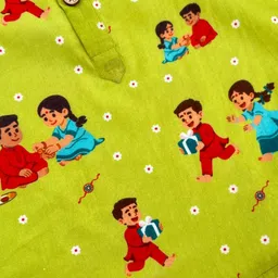 Bhaakur Kids Printed Round Neck Long Sleeves Organic Cotton Kurta And Pyjamas image 2