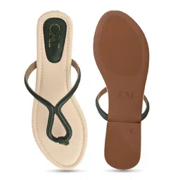 CAI Women Textured Open Toe T-Strap Flats image 4