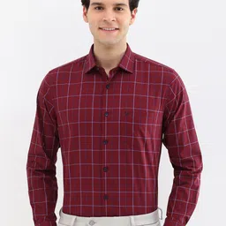 Allen Solly Men Spread Collar Windowpane Checked Cotton Slim Fit Formal Shirt-image-91
