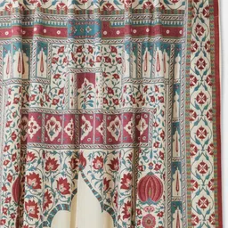 Fabindia Nazm Red & Off White Ethnic Motifs Printed Door Curtain-picture-30