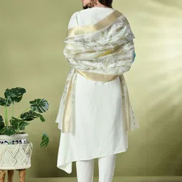 Sangria Sequin Embroidered V-Neck A-Line Kurta With Dhoti Pants & Dupatta image 5