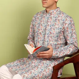 FUBAR Men Floral Printed Kurta image 5