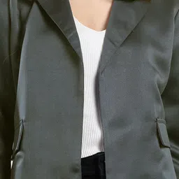 kotty Women Solid Mandarin Casual Blazer image 2