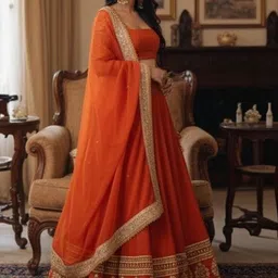 DREAM EXPORTER Embroidered Ready to Wear Lehenga & Blouse With Dupatta image 4