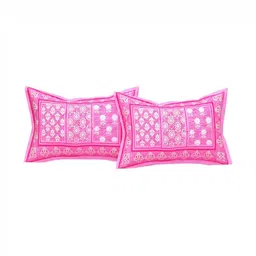 Lali Prints Pink & White Geometric 180 TC Queen Bedsheet with 2 Pillow Covers image 3