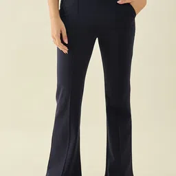 98 Degree North Women Bootcut High-Rise Pleated Trousers-image-64