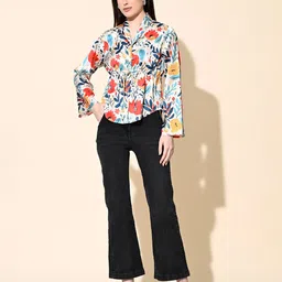 fuchsia PRETTY LOVING THING Floral Print Bell Sleeve Shirt Style Top image 3