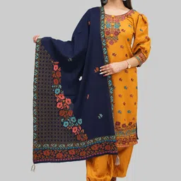 Tones-N-Shades Floral Woven Design Velvet Unstitched Dress Material-picture-22