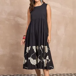 Anouk Floral Printed A-Line Ethnic Dress With Shrug-image-29