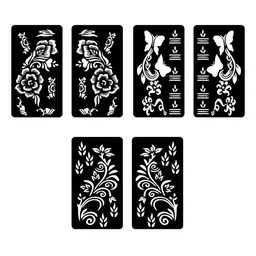 VOORKOMS Set Of 3 Mehndi Stencil Sticker Designs With Detailed Floral & Leaf image 2