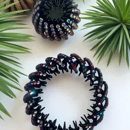 CHRONEX Women Set of 2 Spiral Embellished Expandable Ponytail Holder image 4