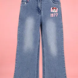 CUTECUMBER Girls Comfort Straight Fit Mid-Rise Light Fade Embellished Stretchable Jeans-picture-14