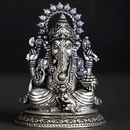Exotic India Silver-Toned Lord Ganesha Religious Idol Showpiece-image-60