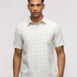 Crocodile Comfort Fit Windowpane Checked Casual Shirt image 1