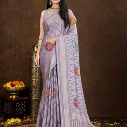 KALINI Bandhani Printed Zari Brasso Saree image 3