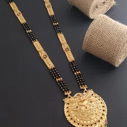 niva fashion Gold-Plated Brass Artificial Beads Mangalsutra image 2