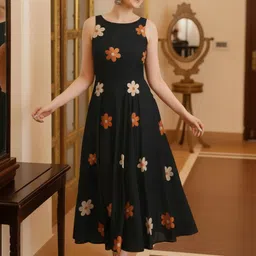 Moda Rapido Floral Print A-Line Midi Dress-image-5