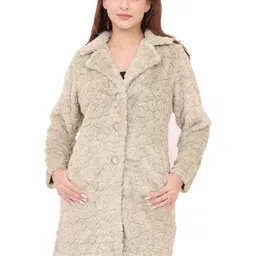 Hallinton Women Notched Lapel Long Sleeves Faux Fur Single-Breasted Overcoat-picture-19