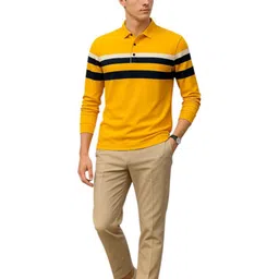 FAOES Men Striped Polo Collar Cotton T-shirt image 3