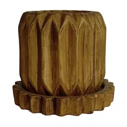 LASAKI Brown Ceramic Planter With Plate image 5