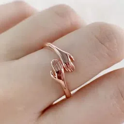 SALTY Pack of 2 Women Rose Gold Hug Promise Ring - Adjustable - Anti Tarnish-picture-17