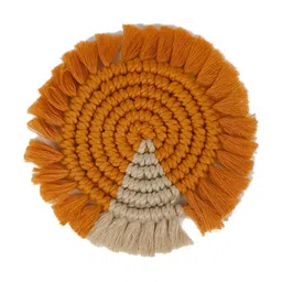 My Creative Hut 4-Pcs Mustard & Beige Textured RoundCoasters image 2