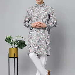 GLOBALRANG Floral Printed Pure Cotton Kurta With Pyjama image 4