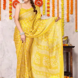 KALINI Ethnic Motifs Poly Chiffon Block Print Saree-picture-27