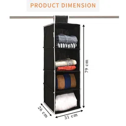 Kuber Industries Black & White Foldable 4 Shelf Hanging Closet Organisers image 2