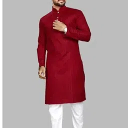 shreeram Shivgarmets Men Striped, Solid A-line Kurta (Maroon)-picture-24