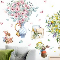 Asian royal Blue & Green Floral and Botanical Printed Self Adhesive Wall Sticker-picture-42