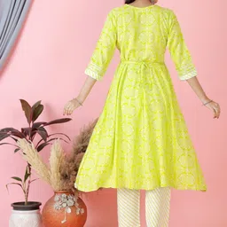 Moda Rapido Women Bandhani Printed Regular Mirror Work Kurta with Palazzos & With Dupatta image 2
