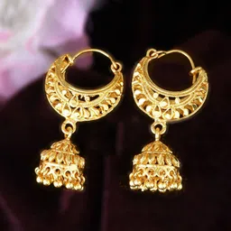 Vighnaharta Gold-Plated Dome Shaped Sizzling Glittering Jhumkas-image-96