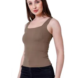 Kilvis Brown Nylon Lightly Padded Camisoles-picture-23