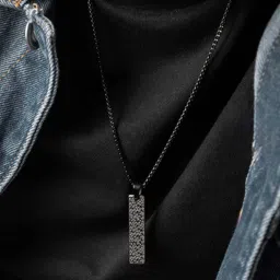 Mesmerize Men Stainless Steel Delta Grid Mini Tag Pendant With Chain-picture-24