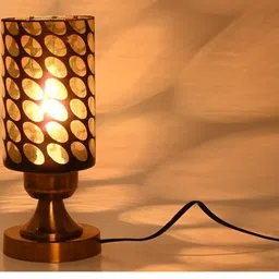 SOMIL Black & Gold Toned 4 Pieces Printed Glass Cylindrical Shaped Table Lamps image 3