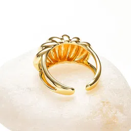 rubans voguish Rubans 18K Gold-Plated StainlessSteel TarnishFree Waterproof Dome Textured Adjustable Ring image 2